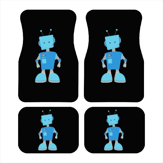 Cute Robot Funny Robot Silly Robot Blue Robot Car Mats