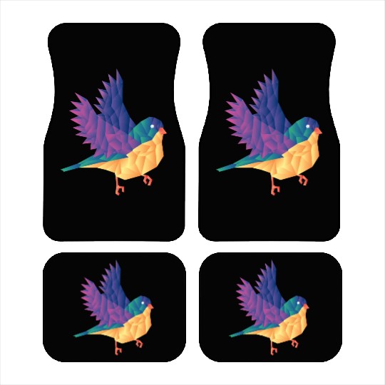 Polygon Shape Multi Colored Bird Pattern Nature Car Mats