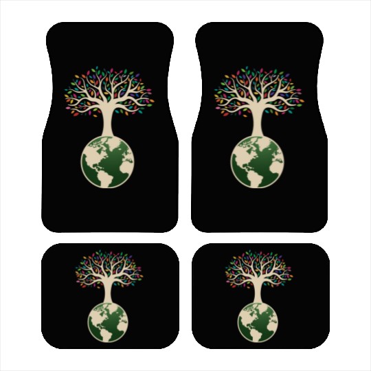 Earth Day Tree With Colorful Leaves Nature Car Mats