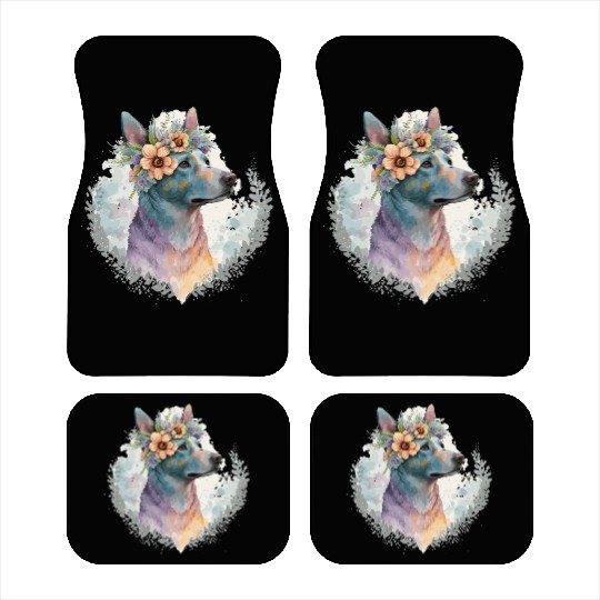 Cute Australian Cattle Dog Flower Crown Pet Dog Br Car Mats