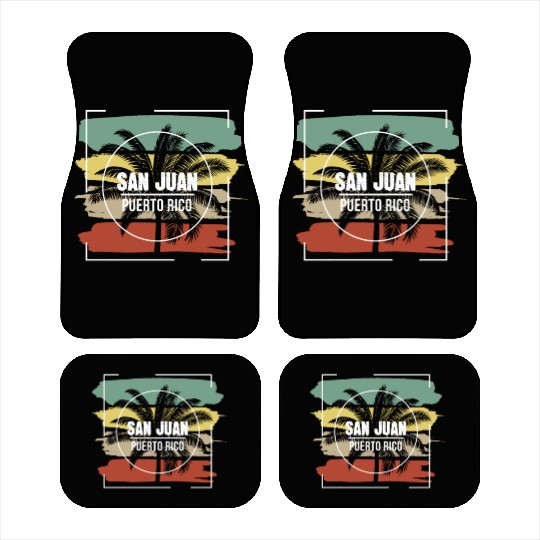 San Juan Puerto Rico Artistic Palm Tree Retro Car Mats