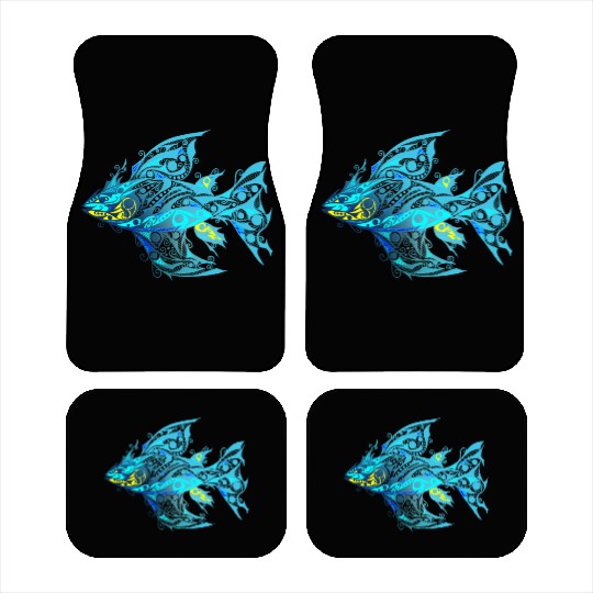 Blue T Tattoo Fish music yellow Car Mats