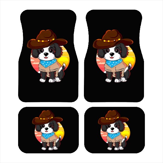 Cowboy dog at sunset Car Mats