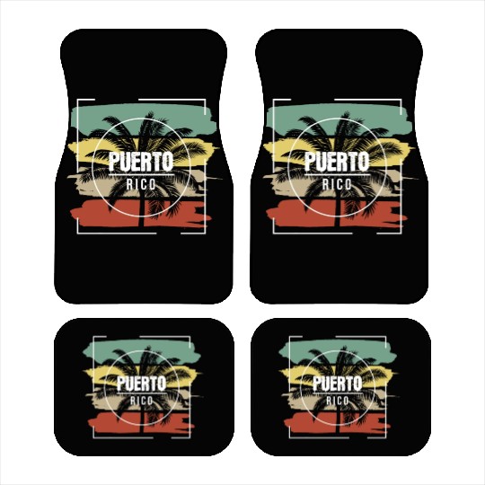 Puerto Rico Artistic Palm Tree Retro Car Mats