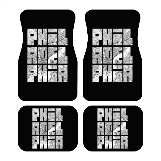 Philadelphia USA City Map Typography Light Car Mats