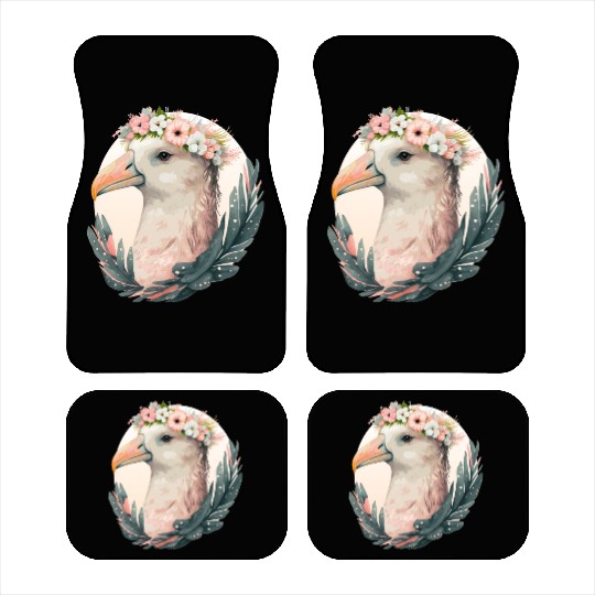 Cute Albatross Bird Flower Crown Floral Tropical B Car Mats