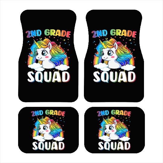 2nd Grade Squad Unicorn Rainbow Back Car Mats