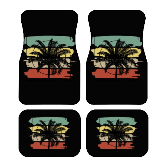 Dominican Republic Palm Tree Retro Artistic Car Mats