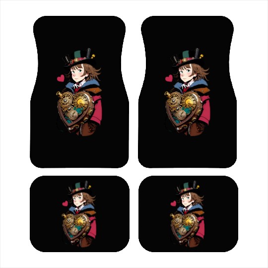 Gears and Lace: A Cute Steampunk Design Car Mats