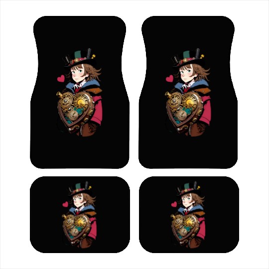 Gears and Lace: A Cute Steampunk Design Car Mats