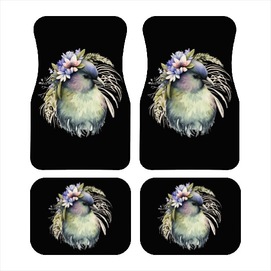 Cute Kiwi Bird Flower Crown Floral Exotic Birds Car Mats
