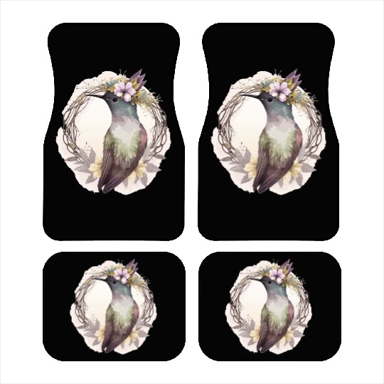 Watercolor Hummingbird Flower Crown Floral Birds Car Mats