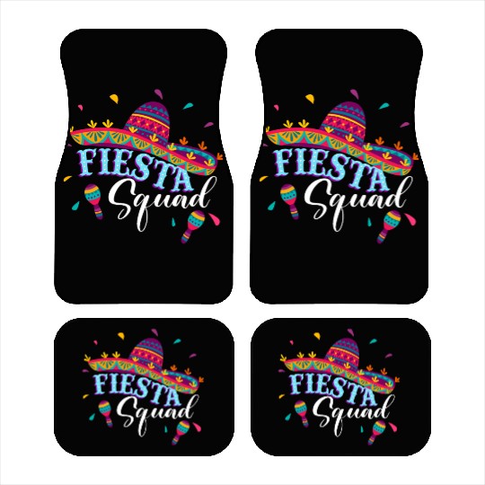 Fiesta Squad Cinco De Mayo Mexican Sombrero Family Car Mats