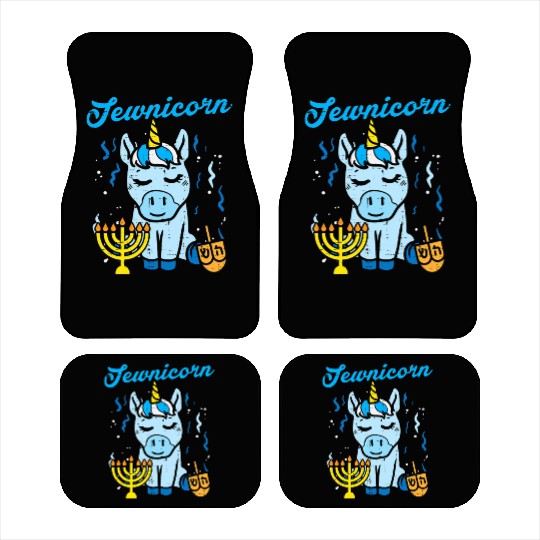 Jewnicorn Jew Unicorn Cute Hanukkah Pajamas Car Mats