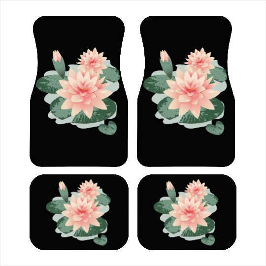Water lily flower with bud in water lily pond Car Mats