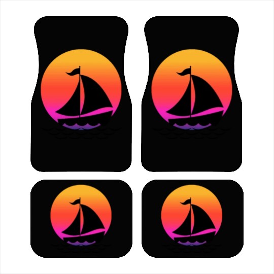 Funny Cool sailing boat Sunset Graphic Humor Tees Car Mats