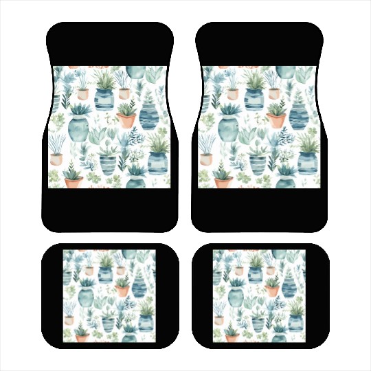 Watercolor Coastal Plants Car Mats