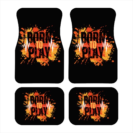 Black Orange Yellow Modern Born To Play Basketball Car Mats