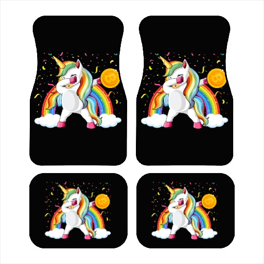 Dabbing Unicorn Bitcoin Sarcastic Cryptocurrency Car Mats