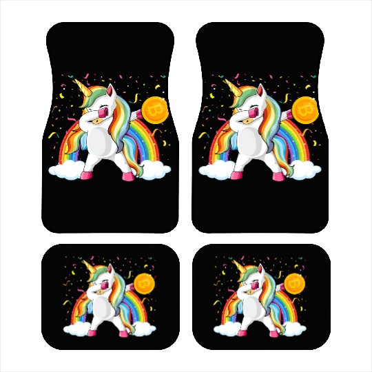 Dabbing Unicorn Bitcoin Sarcastic Cryptocurrency Car Mats