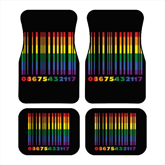 Bar Code Gay LGBTQ Rainbow LGBT Pride Month Car Mats