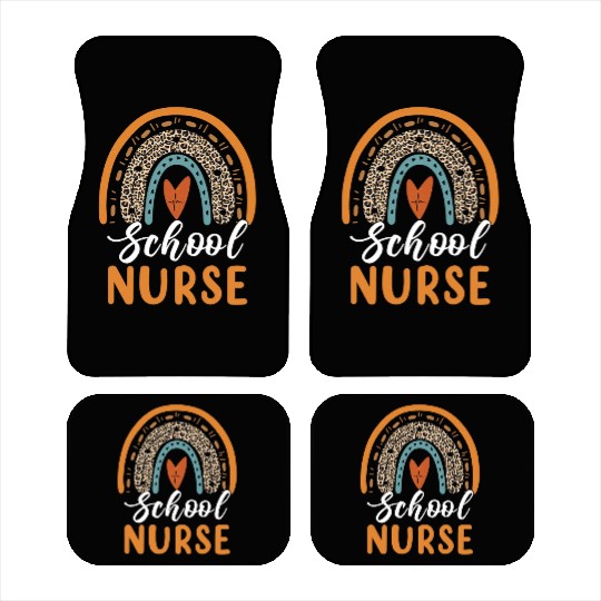 School Nurse Rainbow Leopard Print Nursing Back to Car Mats