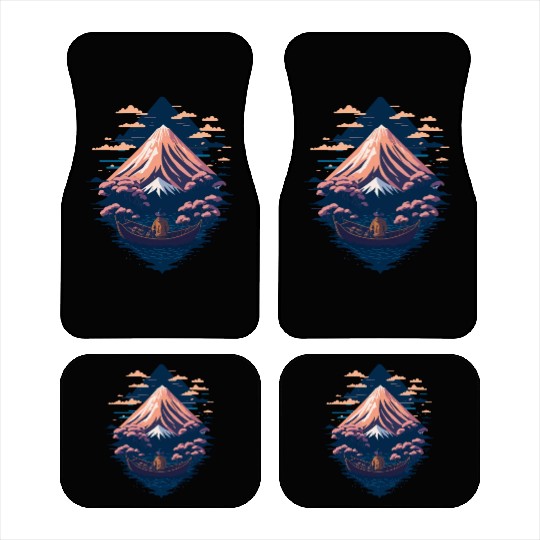 Serene Mount Fuji Sunset Peaceful River Scenery Car Mats