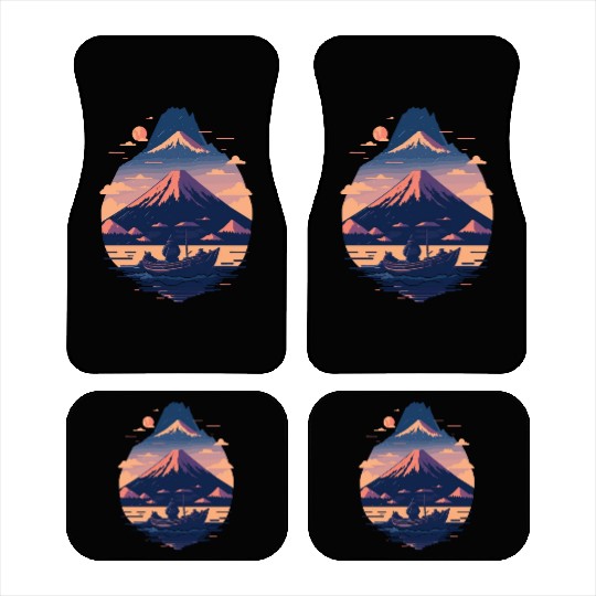 Serene Mount Fuji Sunset Peaceful River Scenery Car Mats