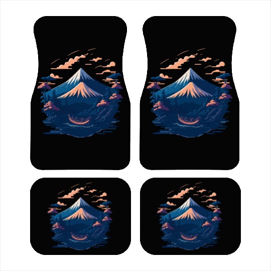 Serene Mount Fuji Sunset Peaceful River Scenery Car Mats