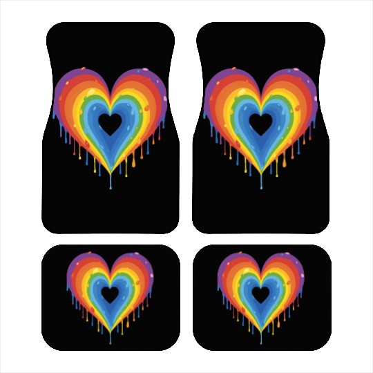 Embrace LGBT Pride: Rainbow Heart, Gay, Lesbian, Car Mats