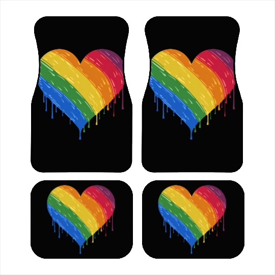 LGBTQ+ Love: Rainbow Heart for Lesbian, Gay, Car Mats