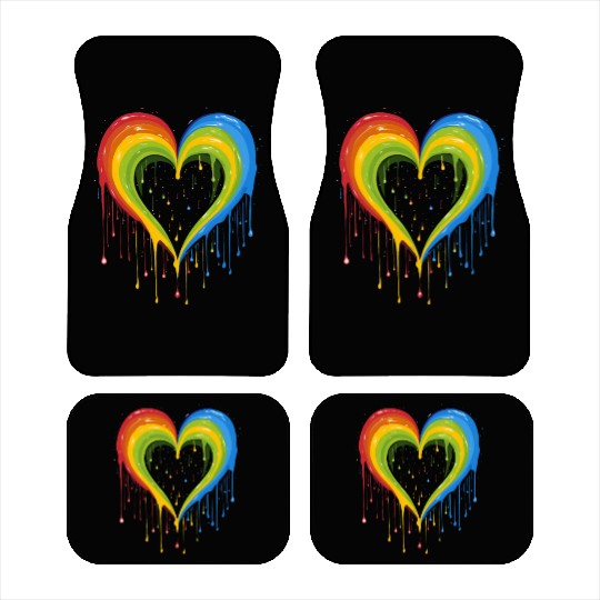 Love is Universal: LGBTQ+ Rainbow Heart, Car Mats