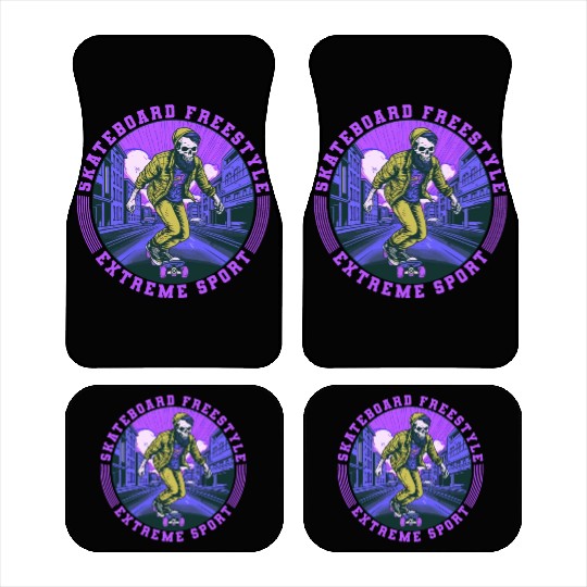 Skull Skeleton Skateboard Skater Gift Idea Car Mats