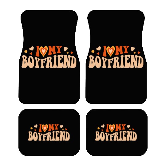 I Love My Boyfriend Groovy Red Heart My Boyfriend Car Mats