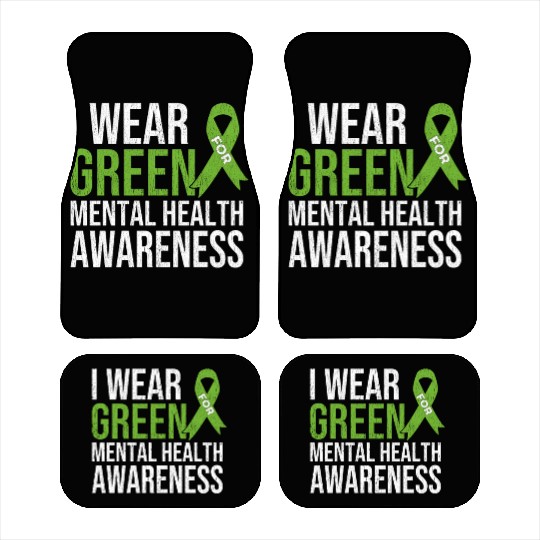 Green Ribbon Mental Health & Depression Awareness Car Mats
