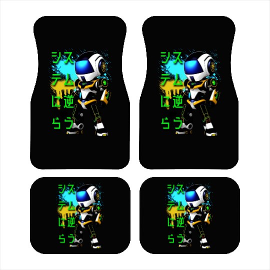 Chibi Mecha: A Cute Cyberpunk Design 6 Car Mats