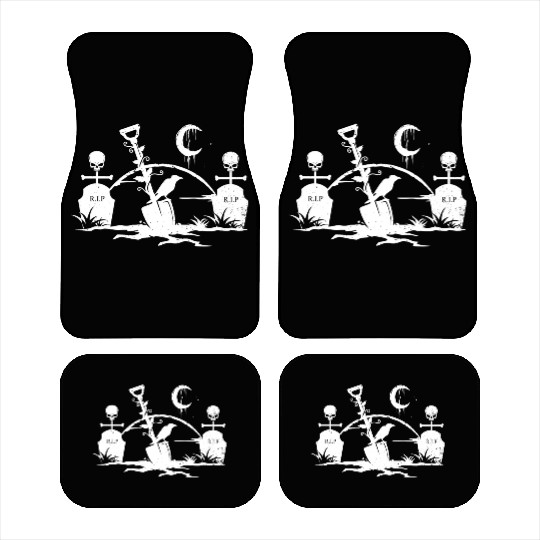 Gothic Graveyard Vintage Crow Lover Skull Fanatic Car Mats