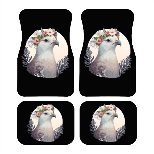 Cute Fulmar Bird Flower Crown Floral Tropical Bird Car Mats