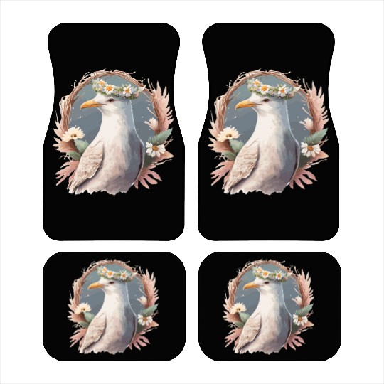 Seagull Bird Flower Crown Floral Seabirds Car Mats