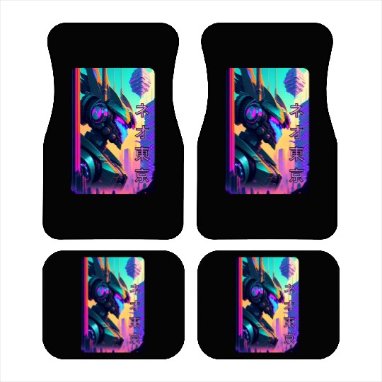 Neon Nights: A Cyberpunk Design 2 Car Mats