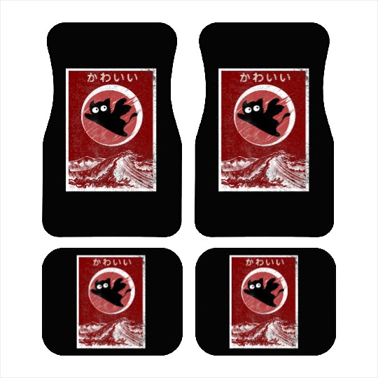 Kawaii Cat Japanese Black Anime Cat Car Mats