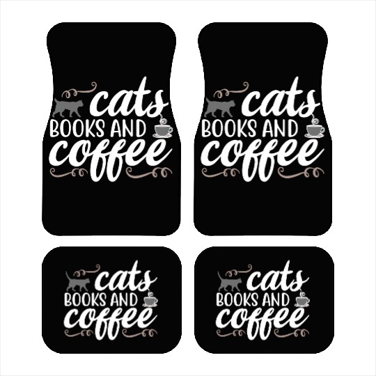 Cats Books And Coffee Feline Lady Cat Car Mats