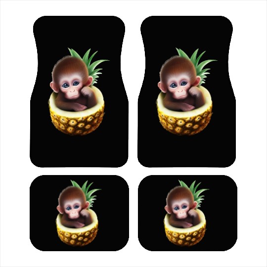 Little monkey in a pineapple Car Mats