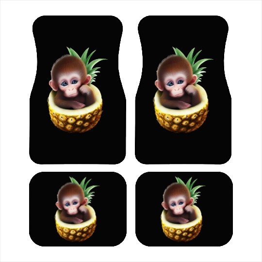 Little monkey in a pineapple Car Mats