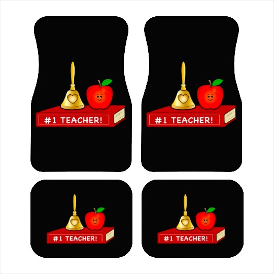 Teacher Appreciation Cute Apple And Bell With Book Car Mats