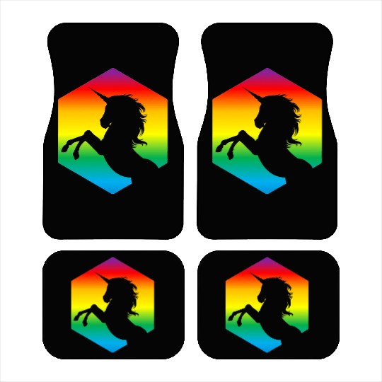 Rainbow Unicorn d20 Silhouette | TTRPG Pride Car Mats