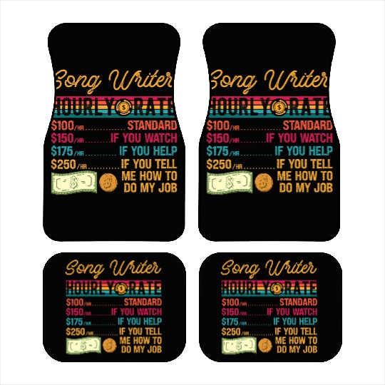 Funny Vintage Song Writer Hourly Rate Job Title Car Mats