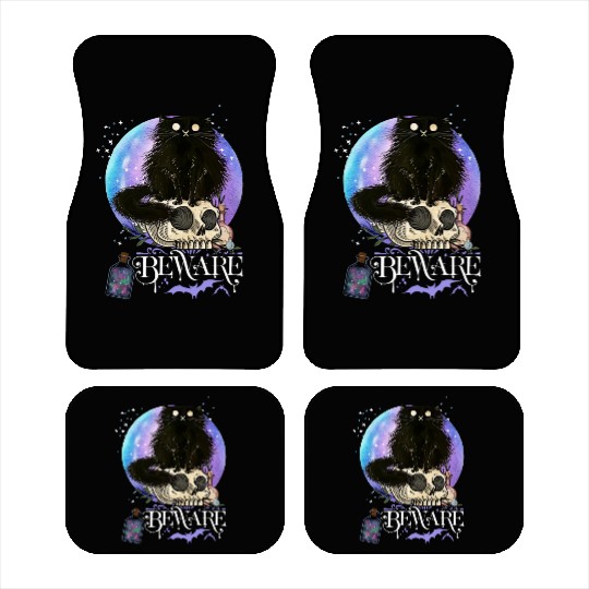 Black cat Magic Witchy Tarot cards Beware potion Car Mats