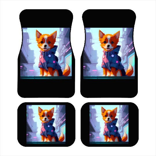 Cute Cyberpunk Dog Car Mats
