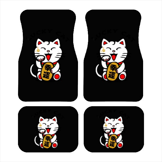 Lucky Cat Maneki-Neko Japanese Luck Feng Shui Car Mats